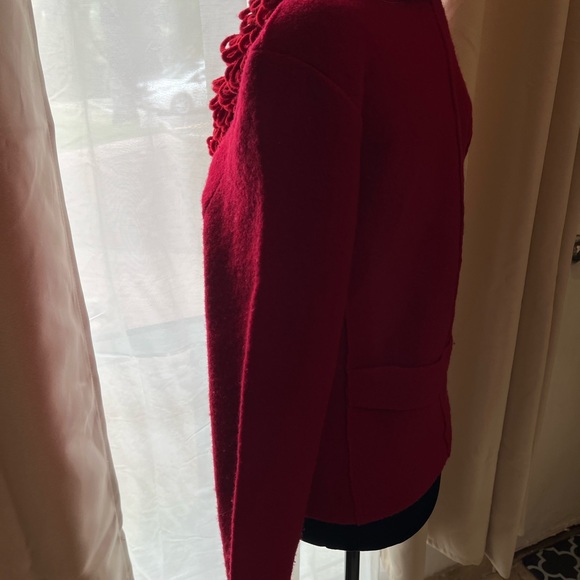 LISA INTERNATIONAL VINTAGE BOILED WOOD RED CARDIGAN SWEATER SIZE SMALL - Picture 5 of 10